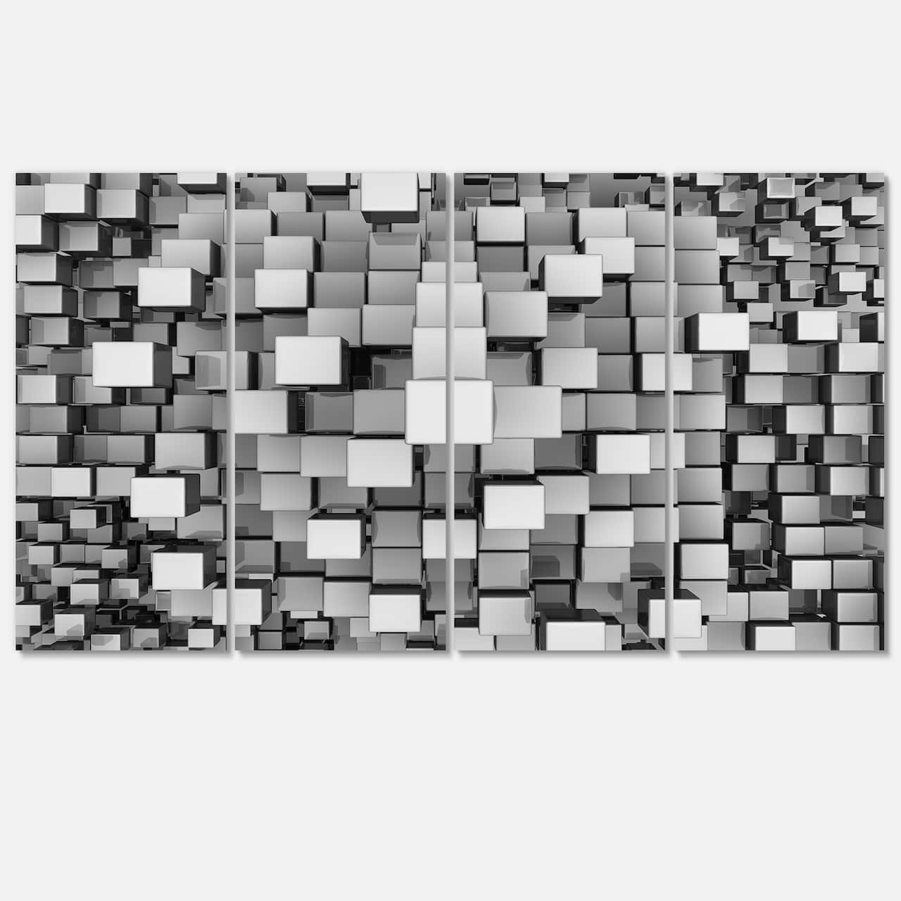 Designart - Black and Grey Cubes - Contemporary Canvas Art Print